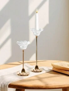 1 Bộ chân nến thủy tinh, chân nến lãng mạn ngày lễ tình nhân châu Âu, thích hợp cho bữa tối dưới ánh nến, tiệc sinh nhật, tiệc khách sạn, đám cưới, trang trí bàn, trang trí phòng - Nhiều màu - Xem 1