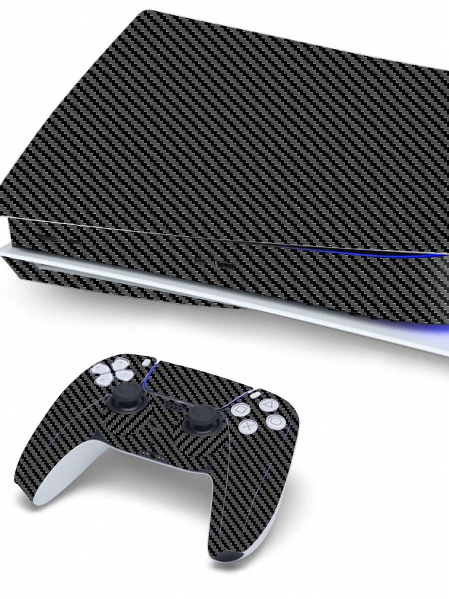 6pcs Carbon Fiber Pattern Decals For PS5 Game Console, Dustproof