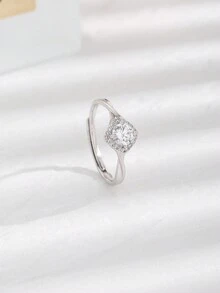 1 chiếc nhẫn hở bằng bạc Sterling 925 Cubic Zirconia độc đáo thời trang thanh lịch, thích hợp cho phụ nữ đeo hàng ngày - Bạc - Xem 1