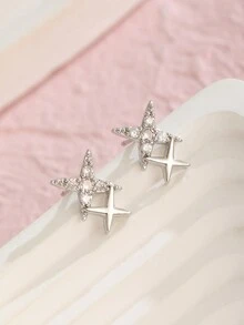 1 Pair Ramadan Chic Star Zirconia Stud Earrings, Suitable For Children's Daily Wear - Multicolor - View 7