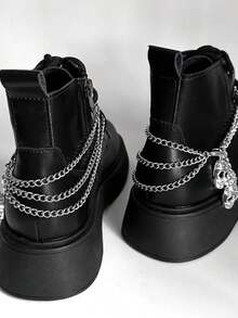 Punk Hiphop Nhiều Lớp Đầu Lâu Chuỗi Gothic Cá Nhân Hóa Phụ Kiện Giày Cho Halloween Đầu Bộ Xương - Nhiều màu - Xem 2