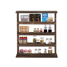 Vintage Wooden 4-Tier Spice Rack Wall Hanging Shelf Kitchen Storage Jars Stand - 1 - View 2