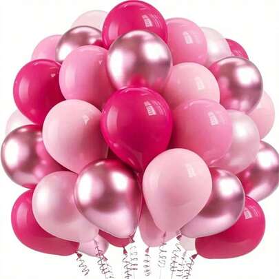 30pcs Metallic Pink & Fuchsia Latex Balloons, Suitable For Wedding/Birthday/Anniversary/Graduation/Holiday Party Decor, Halloween Singles Party, Gender Reveal Party Decoration, Indoor & Outdoor Home Decor