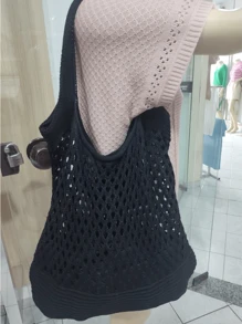 WOMEN'S KNITTED/CROCHET BAG NEW FOR SUMMER BEACH FASHION - 黑色 - 查看 2