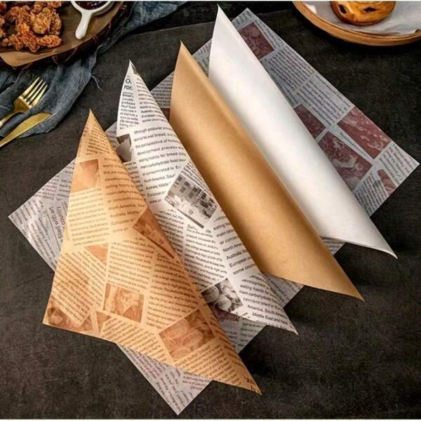 50pcs Square Oil-Absorbing Parchment Paper Sheets For Air Fryers And Baking Oil-Resistant Liners For Hamburgers French Fries Pizza Kitchen Essentials For Oil Separation Packaging And Serving Kitchen Baking Tool