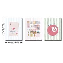 Set Of 3 Unframed Pink Matchbox Lucky 8 Ball Preppy Art Poster Y2K Girly Room Decor Funky Painting Canvas Print Minimalist Wall Picture For Modern Home Decoration, Dorm, Apartment, Girl Room, Bedroom, Living Room Decor