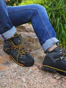 DWZRG 1 Paio Di Scarpe Da Trekking Alte Da Uomo In Pelle, Antiscivolo E Impermeabili, Sneaker Sportive Da Esterno