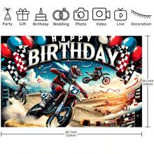 1 ST Cool Motorfiets Verjaardagsthema Feestdecoratie Achtergrondbanner, (210*150/150*100/100*75CM) Off-road raceballon Fotografie Achtergronddecoratie, Geschikt voor Verjaardagsfeestachtergrond, Doopfeestdecoratie Binnen- en Buitendecoratiebenodigdheden