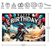 1 ST Cool Motorfiets Verjaardagsthema Feestdecoratie Achtergrondbanner, (210*150/150*100/100*75CM) Off-road raceballon Fotografie Achtergronddecoratie, Geschikt voor Verjaardagsfeestachtergrond, Doopfeestdecoratie Binnen- en Buitendecoratiebenodigdheden