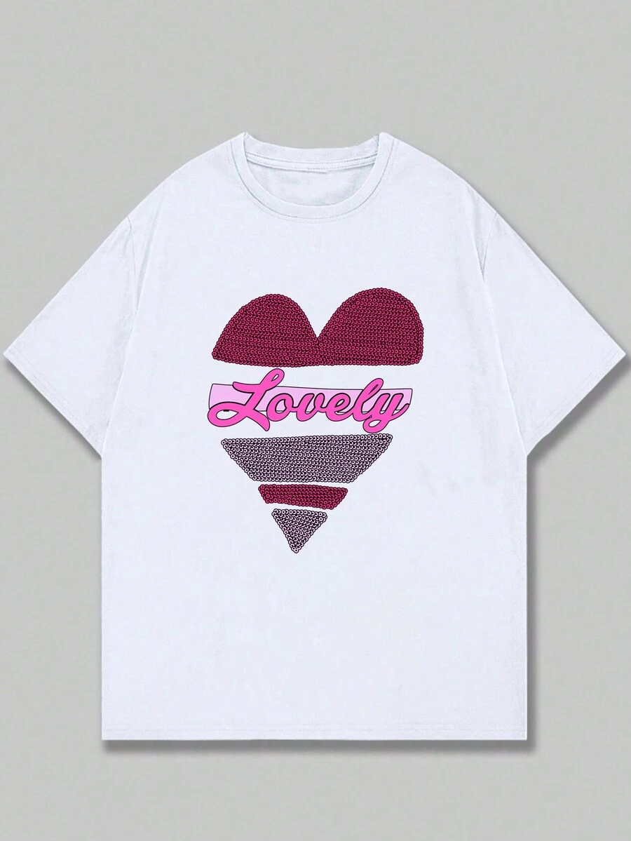 Lovely Heart Printed T-Shirt Men's Fashion Casual Premium Comfort Blouse - trắng - Xem 1