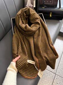 1 件情侣格纹围巾，流苏设计，高档大气，百搭，温暖，厚实，适合学生和男女，秋冬新品 - 彩色 - 查看 9