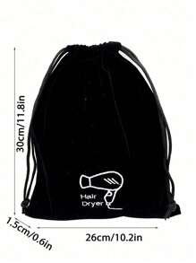 1 Pc Hair Dryer Bag 10.2''x 11.8'' Storage Organizer Bag For Hairdryer And All Hair Tools With Drawstring, Travel Hair Dryer Storage Bag Drawstring Design Black Polyester Rope Bag,Closet Organizer,Travel Portable Bag,Waterproof Pocket,Clothing Classified Hanging Bag Back To School Supplies