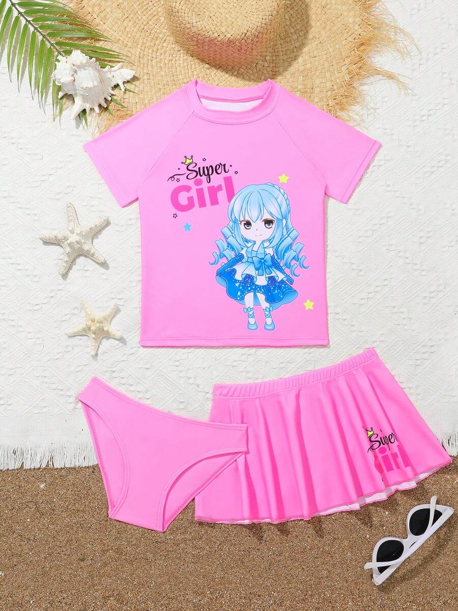 RWX VEST Summer Enchantment: Colorful 3-Piece Set With Doll Print For Kids! 2024 - B3003 - 淺粉色 - 查看 1