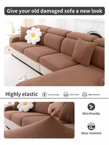 1 Vỏ bọc ghế sofa đàn hồi đa năng, đệm ghế sofa dày chống trượt và chống thấm nước, vỏ bọc ghế sofa chống bụi có thể giặt bằng máy, thân thiện với vật nuôi, dùng cho phòng ngủ, văn phòng, phòng khách, ghế sofa hình chữ L và ghế 1/2/3/4 chỗ ngồi - Cà phê nâu - Xem 10