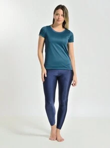 BABYLOOK WOMEN'S FITNESS T-SHIRT - Teal Blue - View 3