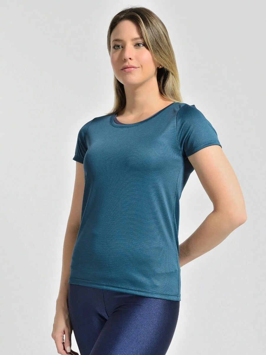 BABYLOOK WOMEN'S FITNESS T-SHIRT - Teal Blue - View 1