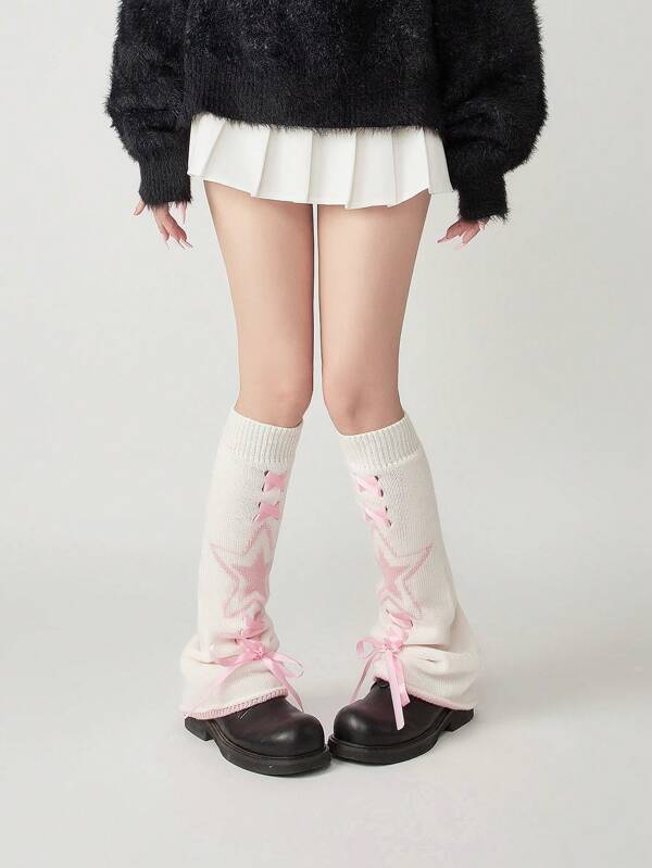 Latest Y2K Style Girls Arm Warmers, Lolita Drawstring Five-Pointed Star & Butterfly Wide Leg Leg Warmers, Subculture Leg Warmer