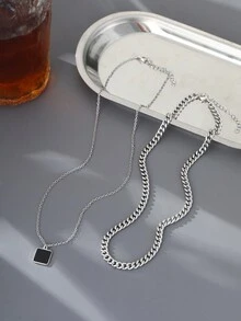 Bộ 2 dây chuyền nhiều lớp thời trang có mặt trang trí bằng đá Zirconia, quà tặng cho tiệc nam, Giáng sinh, năm mới, ngày lễ tình nhân - Nhiều màu - Xem 10