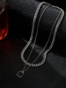 Bộ 2 dây chuyền nhiều lớp thời trang có mặt trang trí bằng đá Zirconia, quà tặng cho tiệc nam, Giáng sinh, năm mới, ngày lễ tình nhân - Nhiều màu - Xem 8