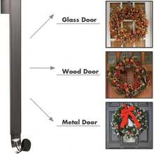 Móc treo vòng hoa, Móc treo vòng hoa điều chỉnh được gắn trên cửa từ Wreath Holder, Móc treo vòng hoa trang trí cửa trước, Móc treo trang trí lớn màu đen, Móc treo vòng hoa điều chỉnh độ dài - Kim loại màu trắng mờ - Chịu được trọng lượng lên đến 9 kg - Móc treo vòng hoa dài gắn trên cửa, sử dụng được quanh năm trong nhà hoặc ngoài trời, Quà tặng sinh nhật tuyệt vời nhất - Nhiều màu - Xem 8