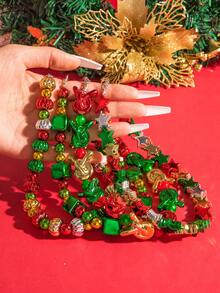 imoli 1 chiếc đèn giao thông đổi màu chất liệu CCB thời trang đa năng, dây chuyền hình vuông hình học thắt nút hình ngôi sao, phụ kiện áo len, quà tặng tiệc Giáng sinh cho phụ nữ (Dây chuyền thủ công tùy chỉnh theo kích thước, số lượng hạt và ngôi sao có thể thay đổi) - Nhiều màu - Xem 2