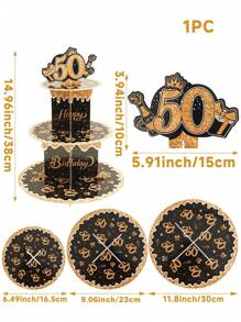 1 套 30 岁/40 岁/50 岁生日蛋糕架蛋糕架蛋糕装饰、30 岁/40 岁/50 岁生日派对装饰品、厨房 DIY 蛋糕装饰用品蛋糕架、生日甜点食物展示架、生日装饰、纸杯蛋糕塔、甜点展示架、蛋糕展示架、甜点装饰、DIY 蛋糕装饰、蛋糕装饰、厨房蛋糕装饰 - 黑金色 - 查看 10