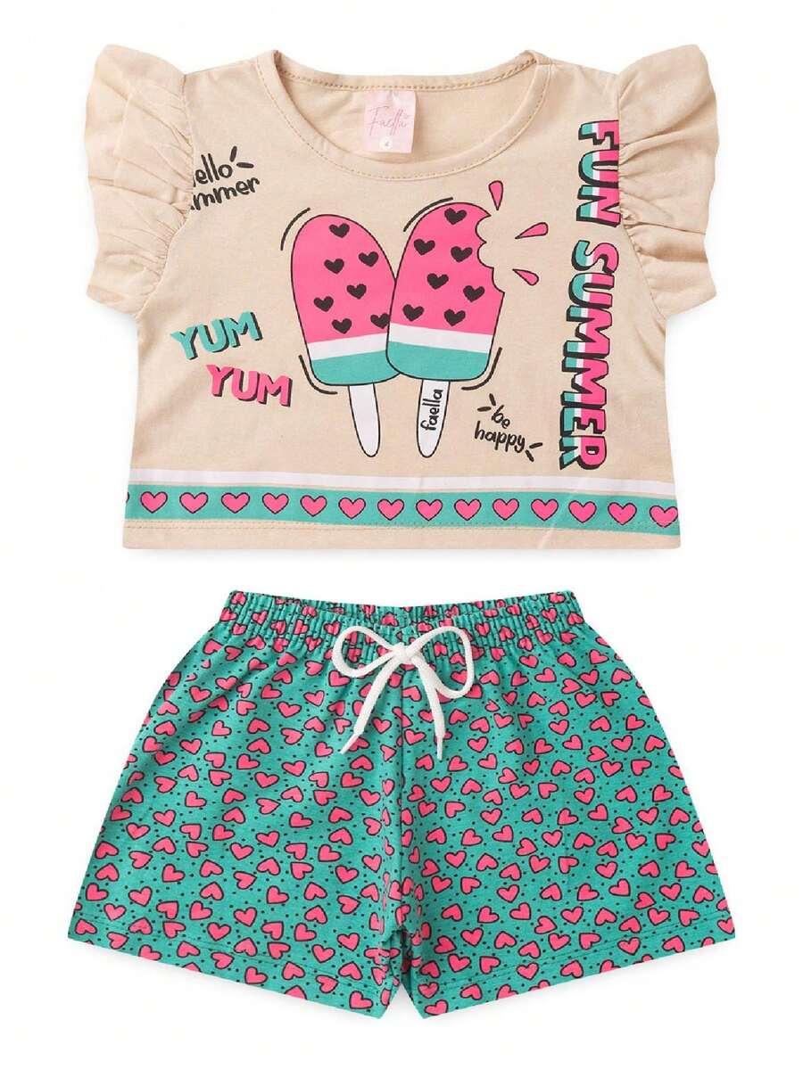 Fun Summer Children's Cropped Set - Off - Màu be - Xem 1