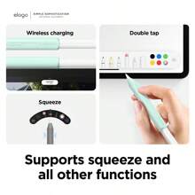 Elago 2 Pack Apple Pencil Grip For Apple Pencil Case 1st & 2nd Generation, Apple Pencil Accessories, Soft Silicone Grip, IPad Accessories, Multi-Color Options, Back To School, Gift For Friends, Family, Apple Pencil Cover Pink, Durable Silicone, Stylus Grip - Dark Grey & Green - View 6