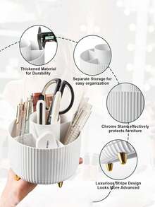 1 件旋转笔筒桌面收纳盒，多功能化妆刷架，360° 旋转化妆刷架收纳盒，台面化妆品收纳盒，化妆品收纳和护肤品收纳，适用于梳妆台、桌面、浴室，是情人节、圣诞节和新年的理想选择 - 彩色 - 查看 7