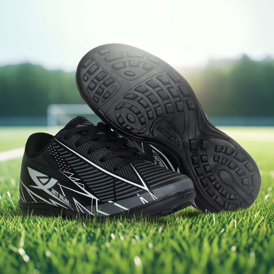 X JET RUN Children's Futsal And Society Football Boots Original Grass And Indoor Children's School Size 26 To 33 Stock - 黑色 - 查看 1