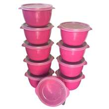 Kit With 10 Bowl Tapoer Pots 500 Ml Household Utility Lunch Box Container Transparent Lid Colorful - Hồng - Xem 2