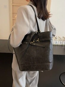Dedoo Rucsac retro Geanta Femeii 2024 Noua moda Nisa Commuter Tote Bag Joker Geanta de umar de mare capacitate Utilizare multifunctionala. - Negru - Vizualizare 4