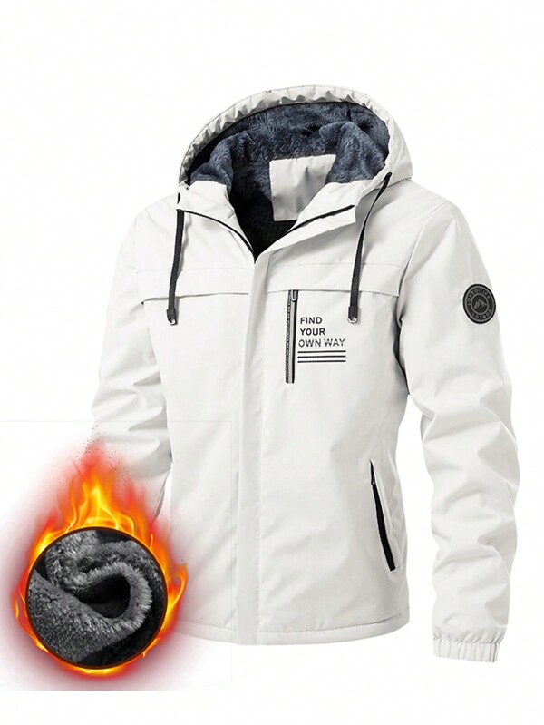 1pc Men's Outdoor Hiking Sport Mountain Skiing Camping Windproof Waterproof Anti-Dirty Fleece Warm Insulated Softshell Jacket