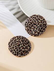 1 Cặp Hoa tai đĩa tròn bóng hình da báo, Hoa tai hình học Punk phóng đại, Phổ biến ở Châu Âu và Châu Mỹ - Nhiều màu - Xem 2