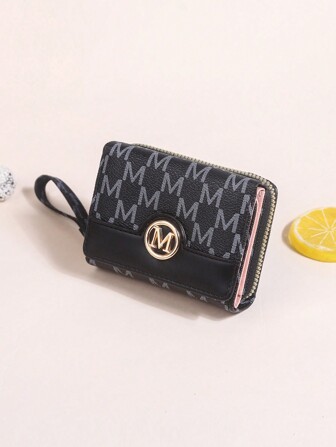 Fashionable Letter Print 3-Fold Multi-Card Slot Zipper Around Wallet Christmas Gifts Gift Thanksgiving Vintage Gifts For Women Wallet Purse Wallet Small Wallet