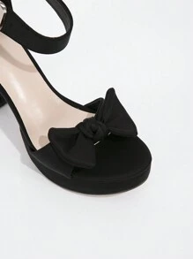Women's High Heel Water Platform Sandals, Cute Bow Tie Ankle Strap Thick Heel Thick Sole Sandals, Comfortable Fashion Vacation And Party Shoes Valentines