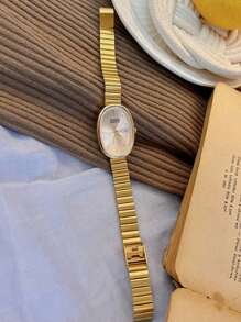 1 pieza Nuevo reloj para dama, con estilo y sencillo, de lujo, elegante y versátil con correa de bambú de cuarzo
