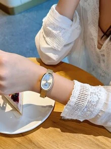 1 pieza Nuevo reloj para dama, con estilo y sencillo, de lujo, elegante y versátil con correa de bambú de cuarzo