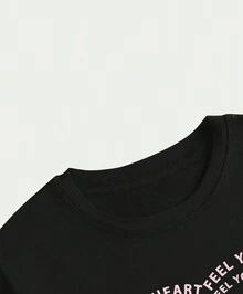 Strong Fell Your Heart Printed T-Shirt Men's Fashion Casual Comfort Premium Basic Unisex Blouse - 黑色 - 查看 4