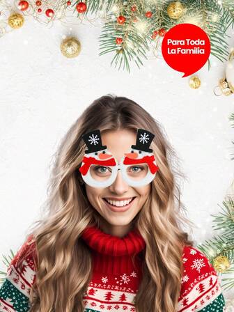 1 Par Gafas Navideñas Diseño Muñeco De Nieve Para Toda La Familia Decoración Xmas Perfecta Para Fiestas De Navidad Ideal Mujer Niña Niño