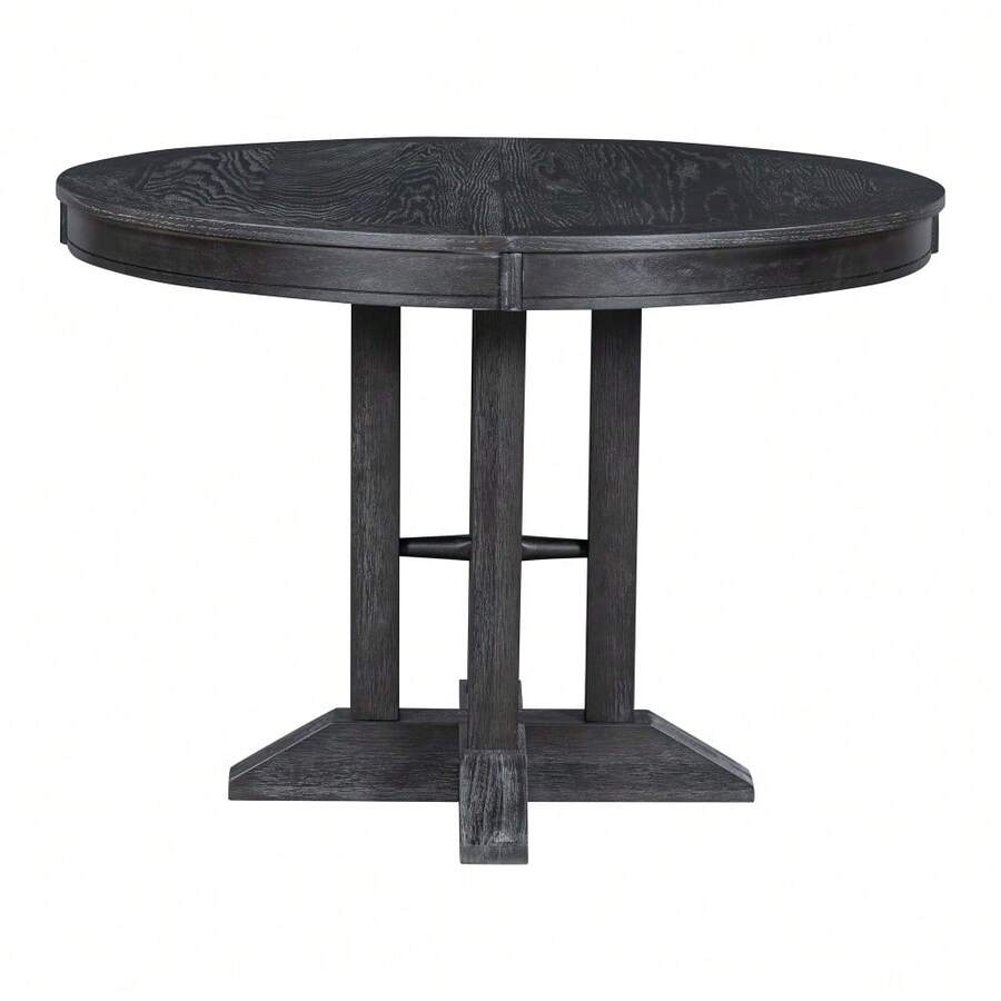 TREXM Farmhouse Dining Table Extendable Round Table For Kitchen, Dining