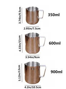 1pc Stainless Steel Milk Frothing Pitcher, Thick Latte Art Pitcher, Coffee Shop Supplies, Tapered Spout Milk Steaming Pitcher, Wax Melting Cup, Latte Art Pitcher With Measurement, Modern Minimalist Latte Art Pitcher, Durable Stainless Steel Latte Art Pitcher, White/Black Coffee Latte Art Pitcher, 250ml/350ml/600ml/900ml, Suitable As Housewarming Gift, Coffee Shop