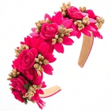 复古花朵发箍 - 优雅布艺花朵发饰，适合女性，情人节完美之选，发箍，发圈，家居美发饰品 - 彩色 - 查看 4