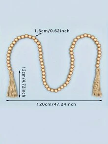 1 Stück Weihnachts-Holzperlen-Kranz-Girlande, ca. 64 Stück Doppelzipfel-Quasten-Perlenstränge mit 16mm Durchmesser und ca. 120cm Länge, Heimdekoration, mehrstufige Tablett- und Vasenobjekte als beste Geschenke