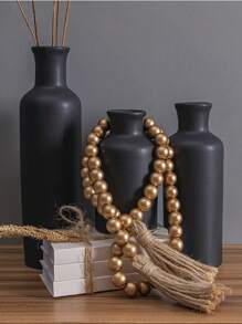 1 Stück Weihnachts-Holzperlen-Kranz-Girlande, ca. 64 Stück Doppelzipfel-Quasten-Perlenstränge mit 16mm Durchmesser und ca. 120cm Länge, Heimdekoration, mehrstufige Tablett- und Vasenobjekte als beste Geschenke