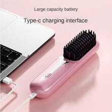 Bàn chải duỗi tóc bằng gốm không dây cầm tay 35W - 4 chế độ nhiệt độ, công nghệ ion âm, sạc USB, nhẹ khi đi du lịch và sử dụng tại nhà, pin sạc, quà tặng Giáng sinh và năm mới - Nhiều màu - Xem 6