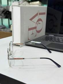 Women's 2 In 1 Clip-On Cat Eye Glasses Frame With Shiny Leg Modern 10169 - Màu xanh lam - Xem 5