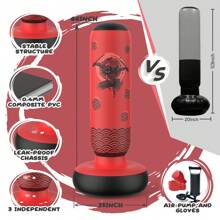 Punching Bag For Kids, Tall Larger 66'' Inflatable Boxing Bag For Kids Teens, Punching Bag Set Toy With Gloves And Pump For Practicing Karate, Taekwondo - 紅色 - 查看 2