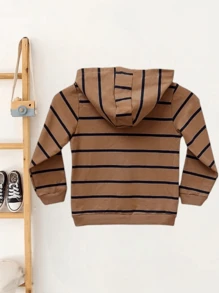 Boys' Hooded Sweatshirt With Bear Embroidery - Camel - View 3