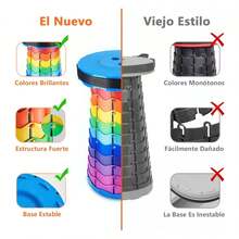 Taburete plegable retráctil, taburete ligero, con correas, material plástico PP respetuoso con el medio ambiente - Multicolor - Ver 4